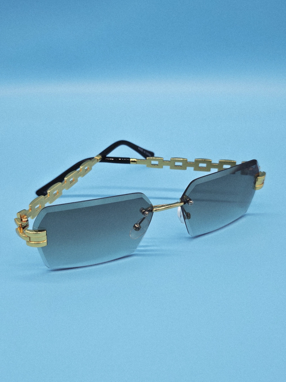 Gold-Accented Rimless Gray Sunglasses - Unisex Accessories